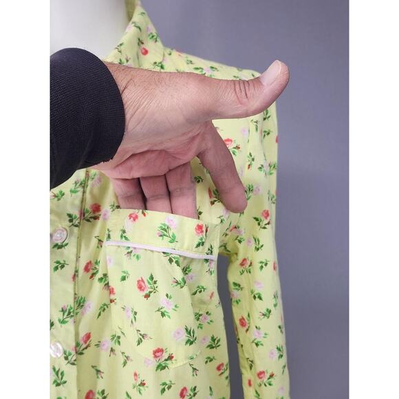 Victoria Secret Shirt Womens Extra Small Yellow Floral Button Front Sleep - Picture 10 of 16